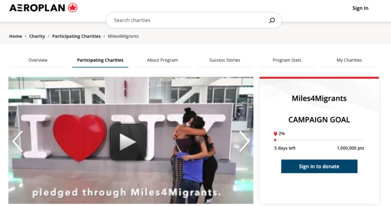 Miles4Migrants Aeroplan Campaign Page